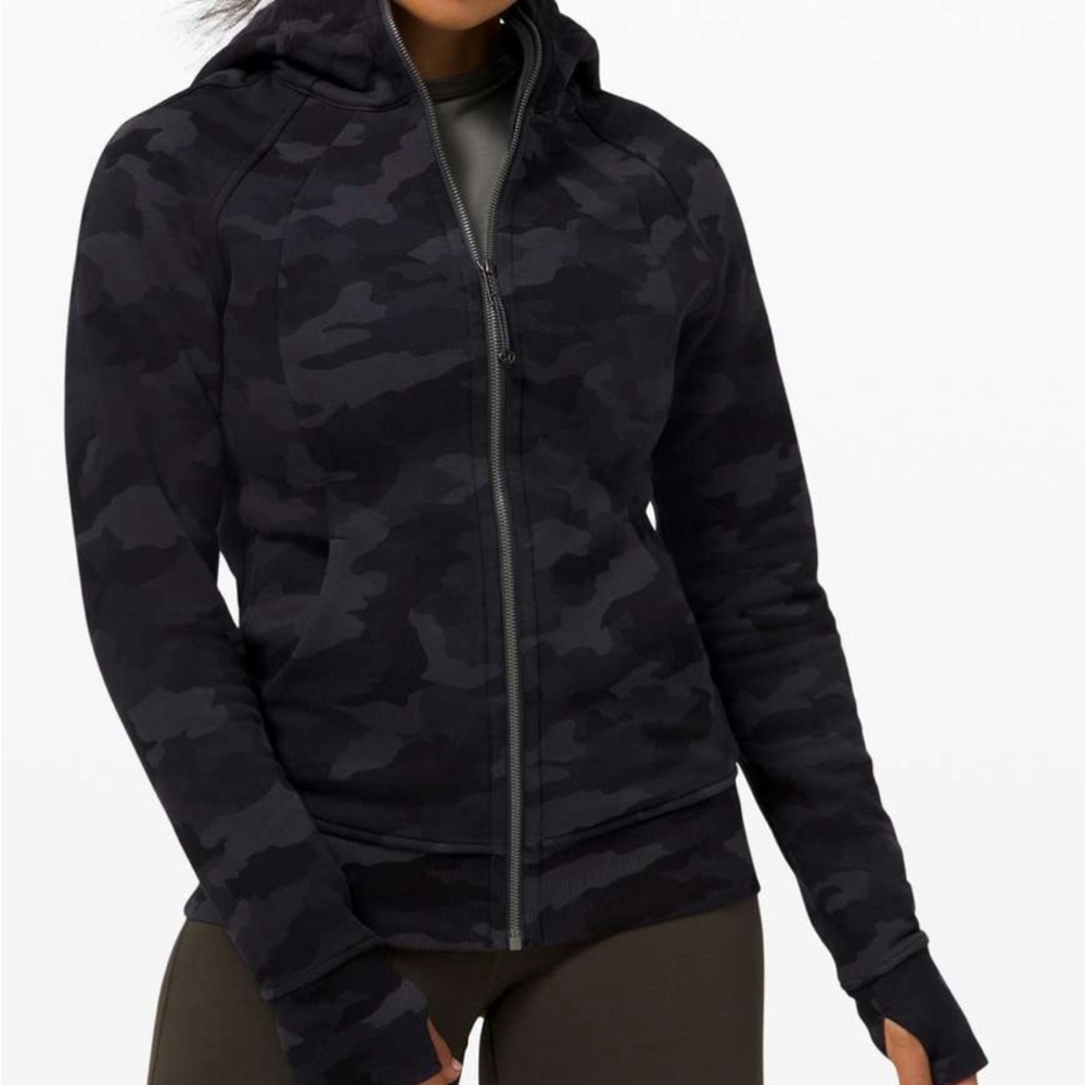Lululemon Heritage Black and Gray 365 Camo Deep Multi Full Zip Scuba Hoodie